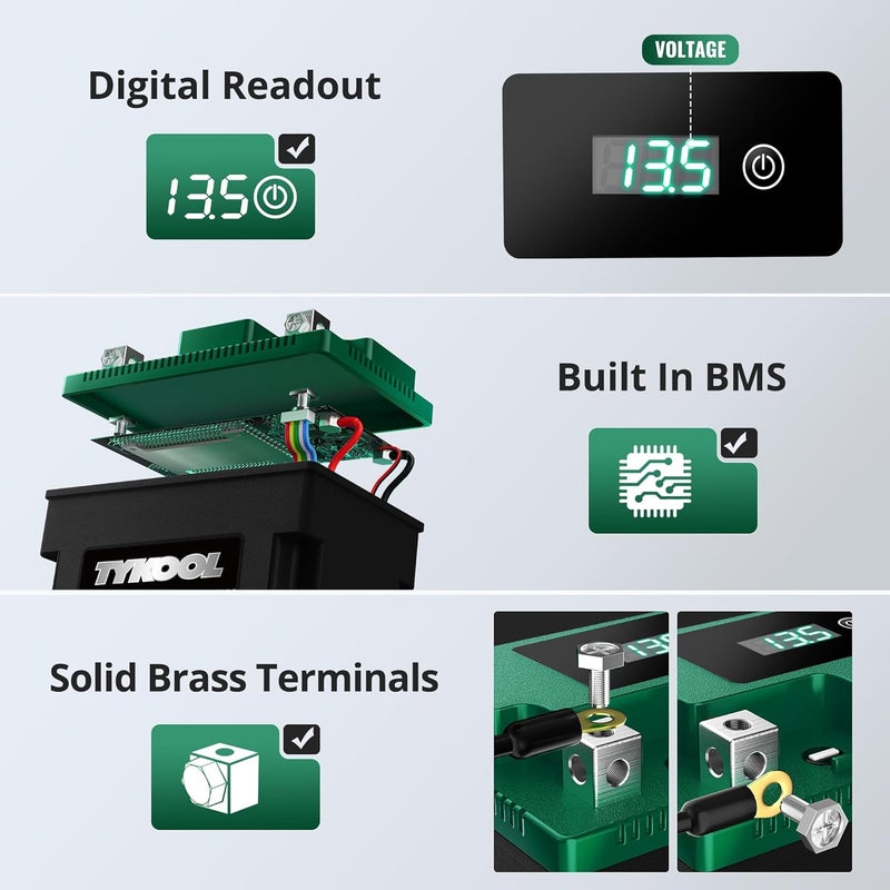 TYKOOL YTX7L-BS-STD 2X Cranking Amps,180CCA,Lithium Iron Phosphate Motorcycle Battery,Digital Readout,Comptitable for Honda,Suzuki Motorycle, Kawasaki ATV, Predator 3500 Generator battery - Image 3